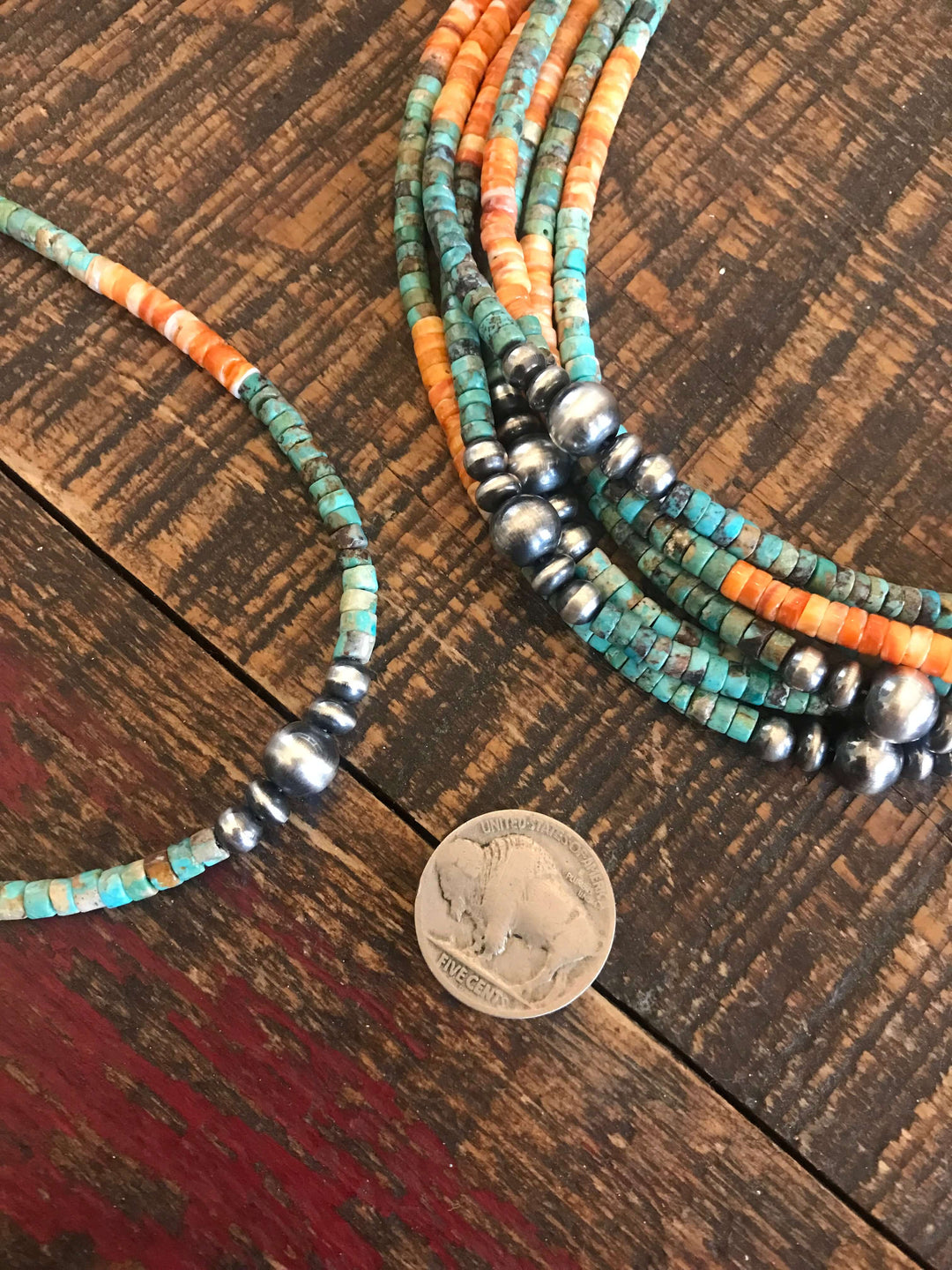 The Guffey Turquoise & Spiny Necklace-Necklaces-Calli Co., Turquoise and Silver Jewelry, Native American Handmade, Zuni Tribe, Navajo Tribe, Brock Texas