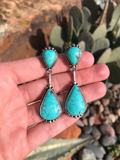 The Dawson Earrings, 9-Earrings-Calli Co., Turquoise and Silver Jewelry, Native American Handmade, Zuni Tribe, Navajo Tribe, Brock Texas