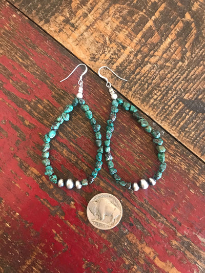 The Springwood Hoop Earrings-Earrings-Calli Co., Turquoise and Silver Jewelry, Native American Handmade, Zuni Tribe, Navajo Tribe, Brock Texas