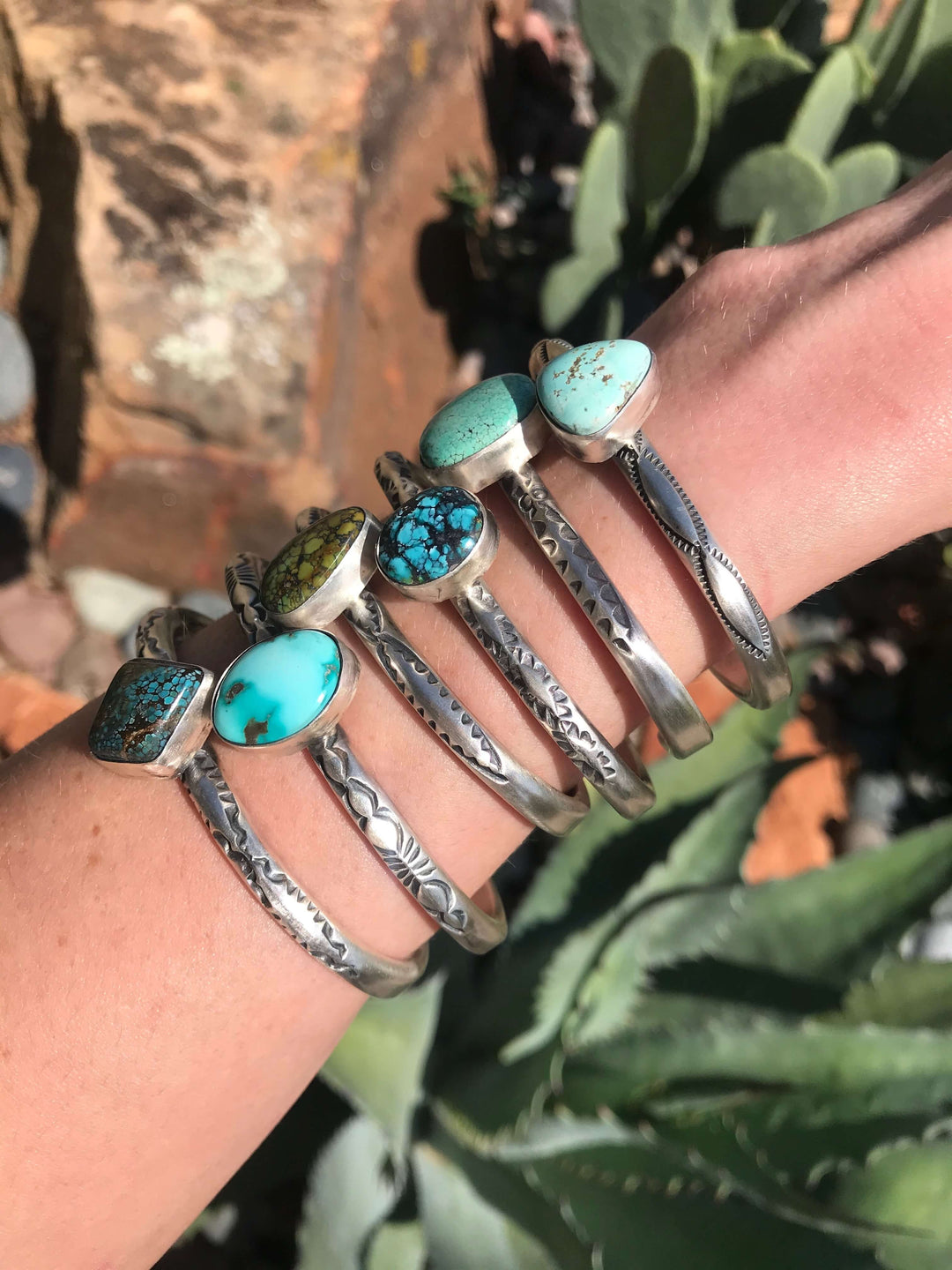 The Tenaha Turquoise Cuffs-Bracelets & Cuffs-Calli Co., Turquoise and Silver Jewelry, Native American Handmade, Zuni Tribe, Navajo Tribe, Brock Texas