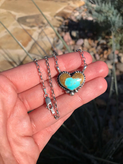The Heart Necklace, 41-Necklaces-Calli Co., Turquoise and Silver Jewelry, Native American Handmade, Zuni Tribe, Navajo Tribe, Brock Texas