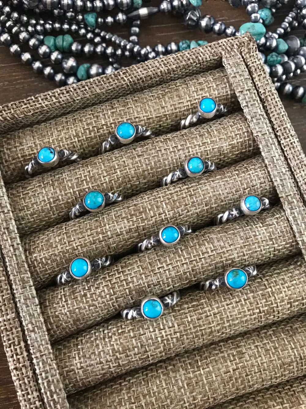 The Twisted Turquoise Stacker Ring-Rings-Calli Co., Turquoise and Silver Jewelry, Native American Handmade, Zuni Tribe, Navajo Tribe, Brock Texas