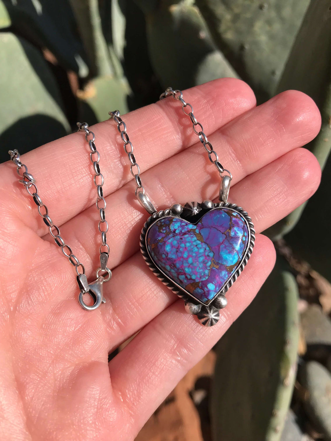 The Heart Necklace, 43-Necklaces-Calli Co., Turquoise and Silver Jewelry, Native American Handmade, Zuni Tribe, Navajo Tribe, Brock Texas