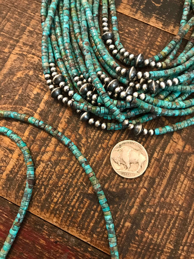 The Huntly Necklace in Blue, 18"-Necklaces-Calli Co., Turquoise and Silver Jewelry, Native American Handmade, Zuni Tribe, Navajo Tribe, Brock Texas