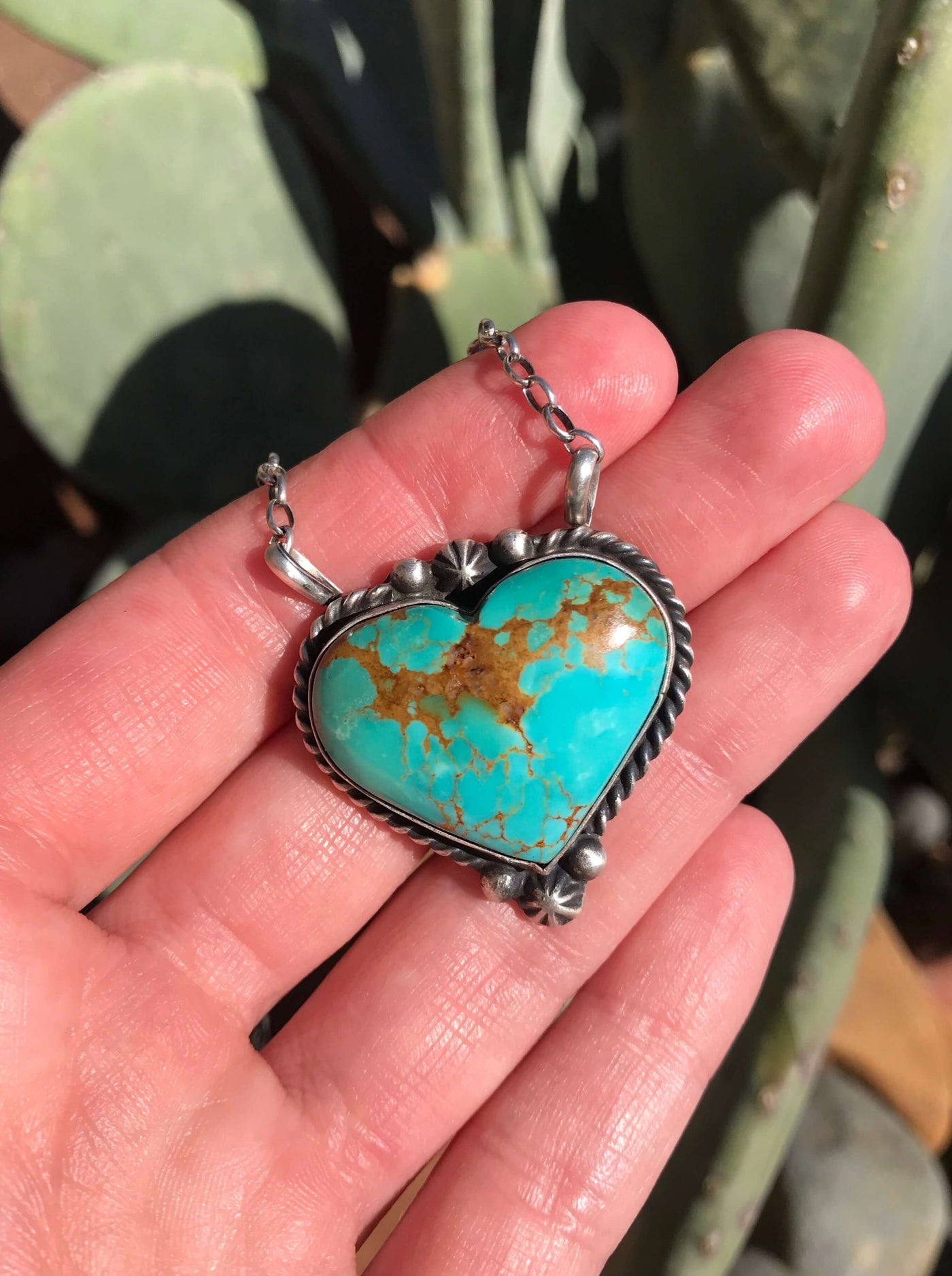 The Heart Necklace, 53-Necklaces-Calli Co., Turquoise and Silver Jewelry, Native American Handmade, Zuni Tribe, Navajo Tribe, Brock Texas