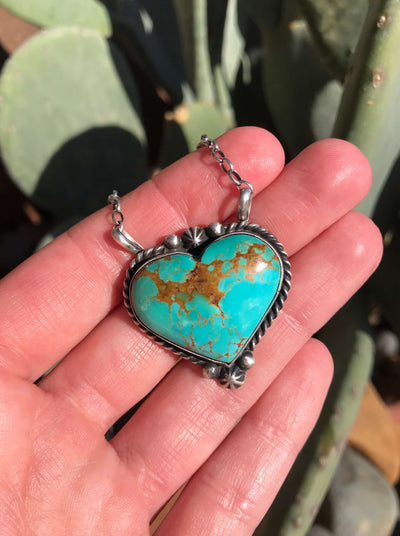 The Heart Necklace, 53-Necklaces-Calli Co., Turquoise and Silver Jewelry, Native American Handmade, Zuni Tribe, Navajo Tribe, Brock Texas