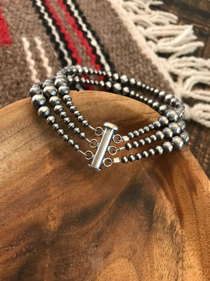 The Jackson 3 Strand Bracelet-Bracelets & Cuffs-Calli Co., Turquoise and Silver Jewelry, Native American Handmade, Zuni Tribe, Navajo Tribe, Brock Texas