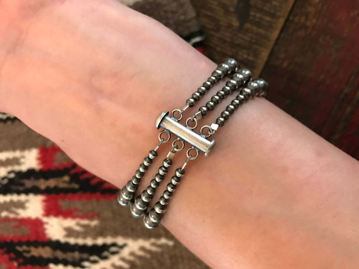 The Jackson 3 Strand Bracelet-Bracelets & Cuffs-Calli Co., Turquoise and Silver Jewelry, Native American Handmade, Zuni Tribe, Navajo Tribe, Brock Texas