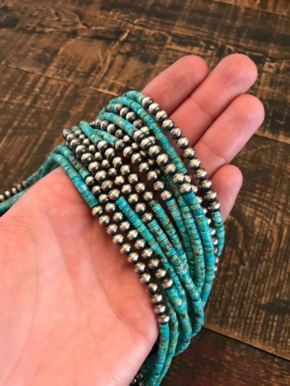 The Granado Necklace in Blue, 20"-Necklaces-Calli Co., Turquoise and Silver Jewelry, Native American Handmade, Zuni Tribe, Navajo Tribe, Brock Texas