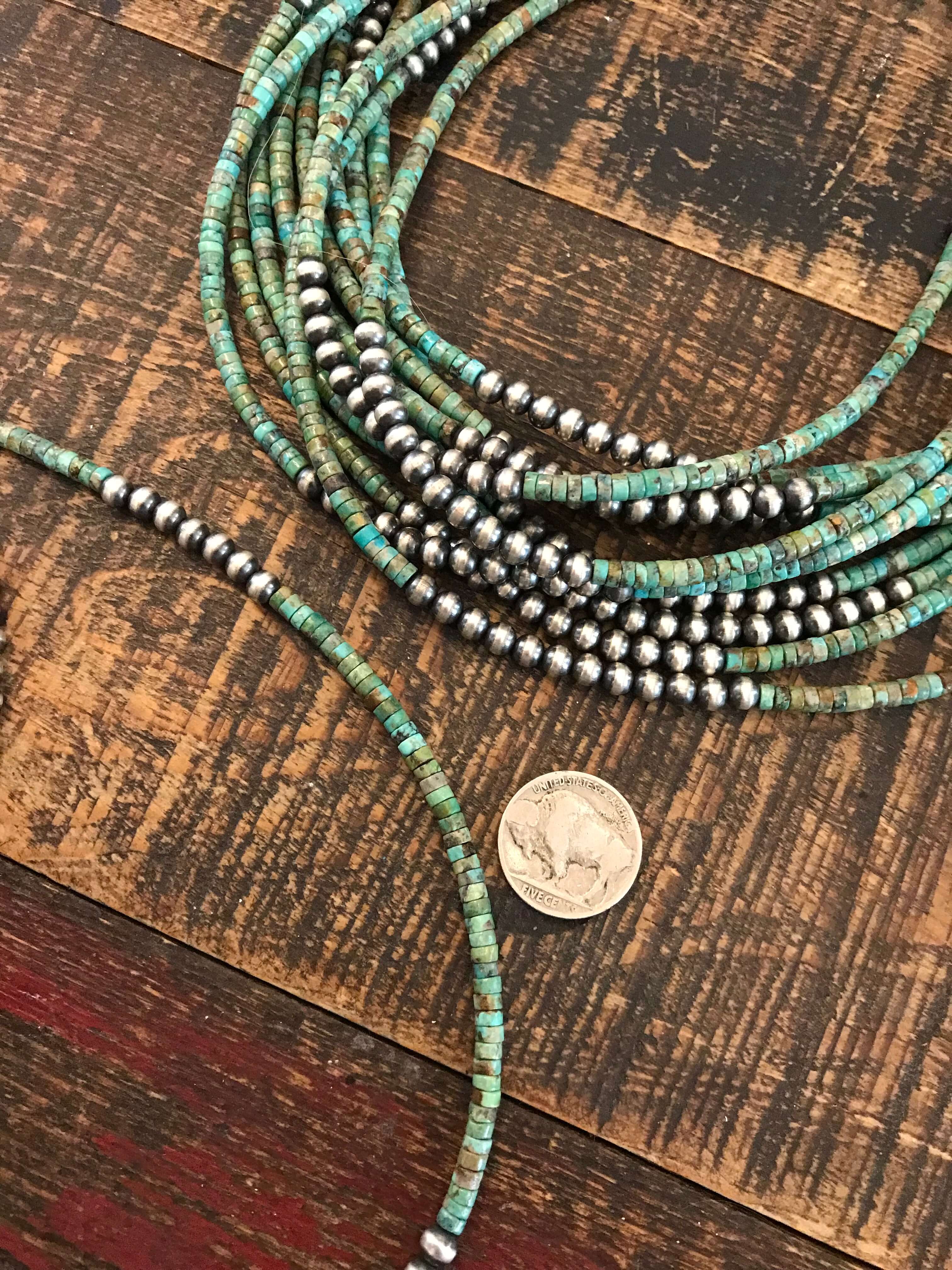 The Granado Necklace in Green, 20"-Necklaces-Calli Co., Turquoise and Silver Jewelry, Native American Handmade, Zuni Tribe, Navajo Tribe, Brock Texas