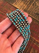 The Badlands Necklace in Blue Turquoise, 20"-Necklaces-Calli Co., Turquoise and Silver Jewelry, Native American Handmade, Zuni Tribe, Navajo Tribe, Brock Texas