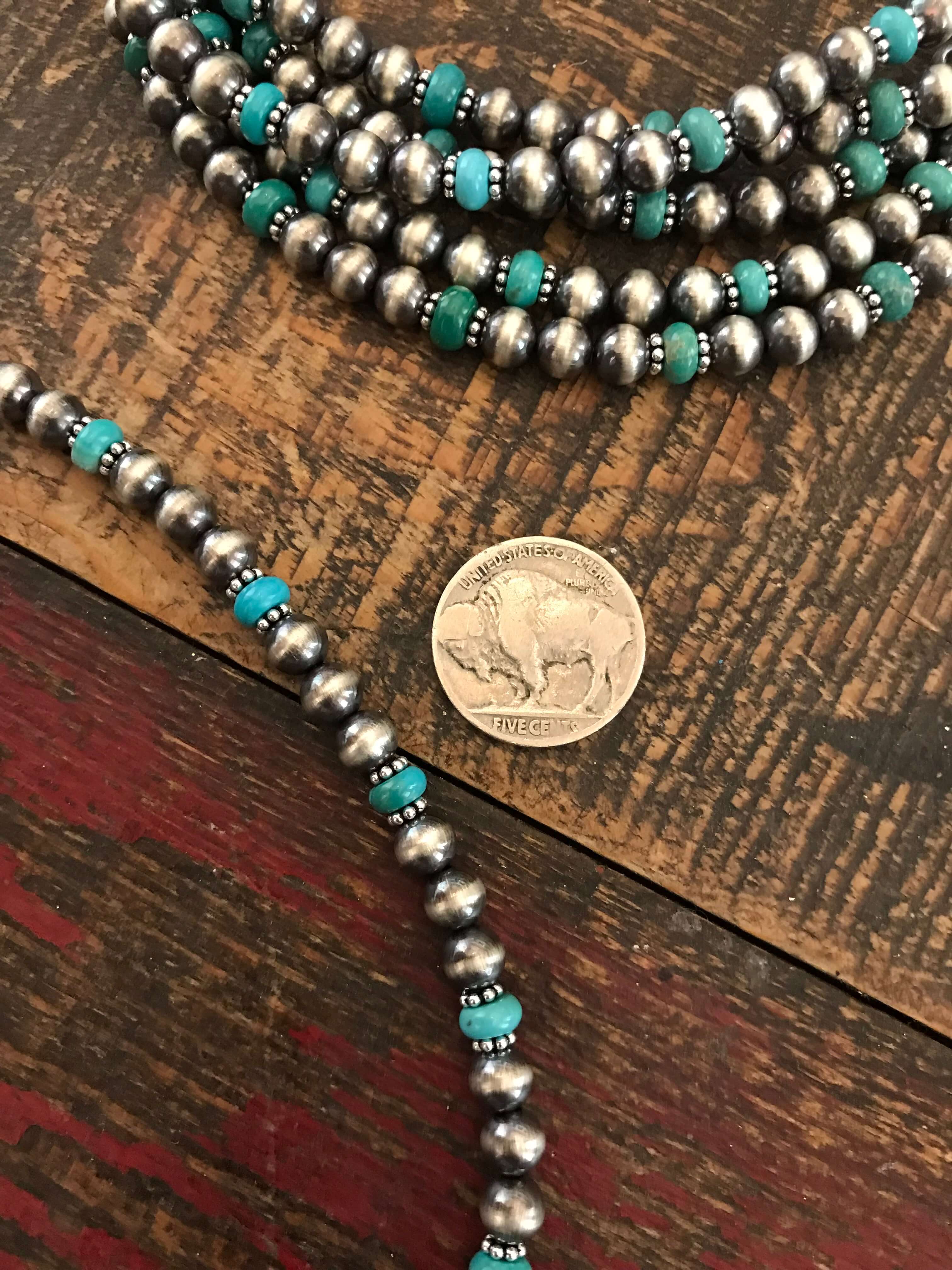 The Dakota Necklace in Turquoise-Necklaces-Calli Co., Turquoise and Silver Jewelry, Native American Handmade, Zuni Tribe, Navajo Tribe, Brock Texas