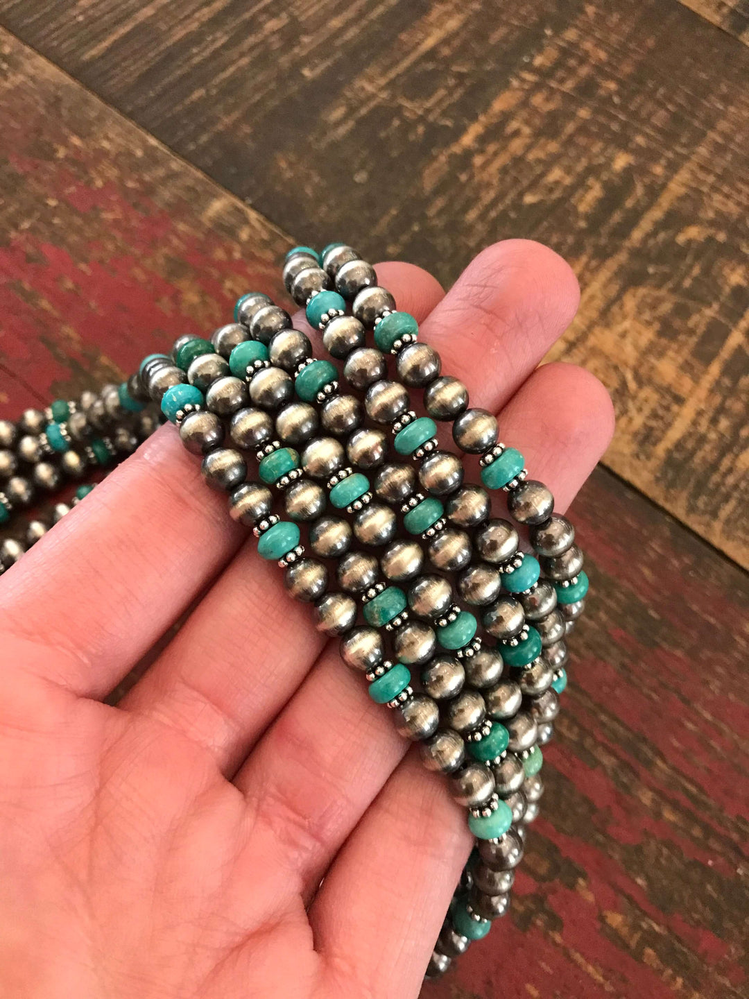 The Dakota Necklace in Turquoise-Necklaces-Calli Co., Turquoise and Silver Jewelry, Native American Handmade, Zuni Tribe, Navajo Tribe, Brock Texas