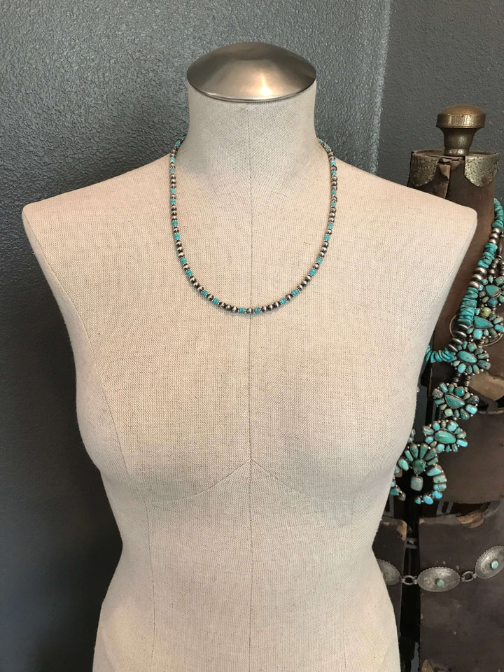 The Badlands Necklace in Blue Turquoise-Necklaces-Calli Co., Turquoise and Silver Jewelry, Native American Handmade, Zuni Tribe, Navajo Tribe, Brock Texas