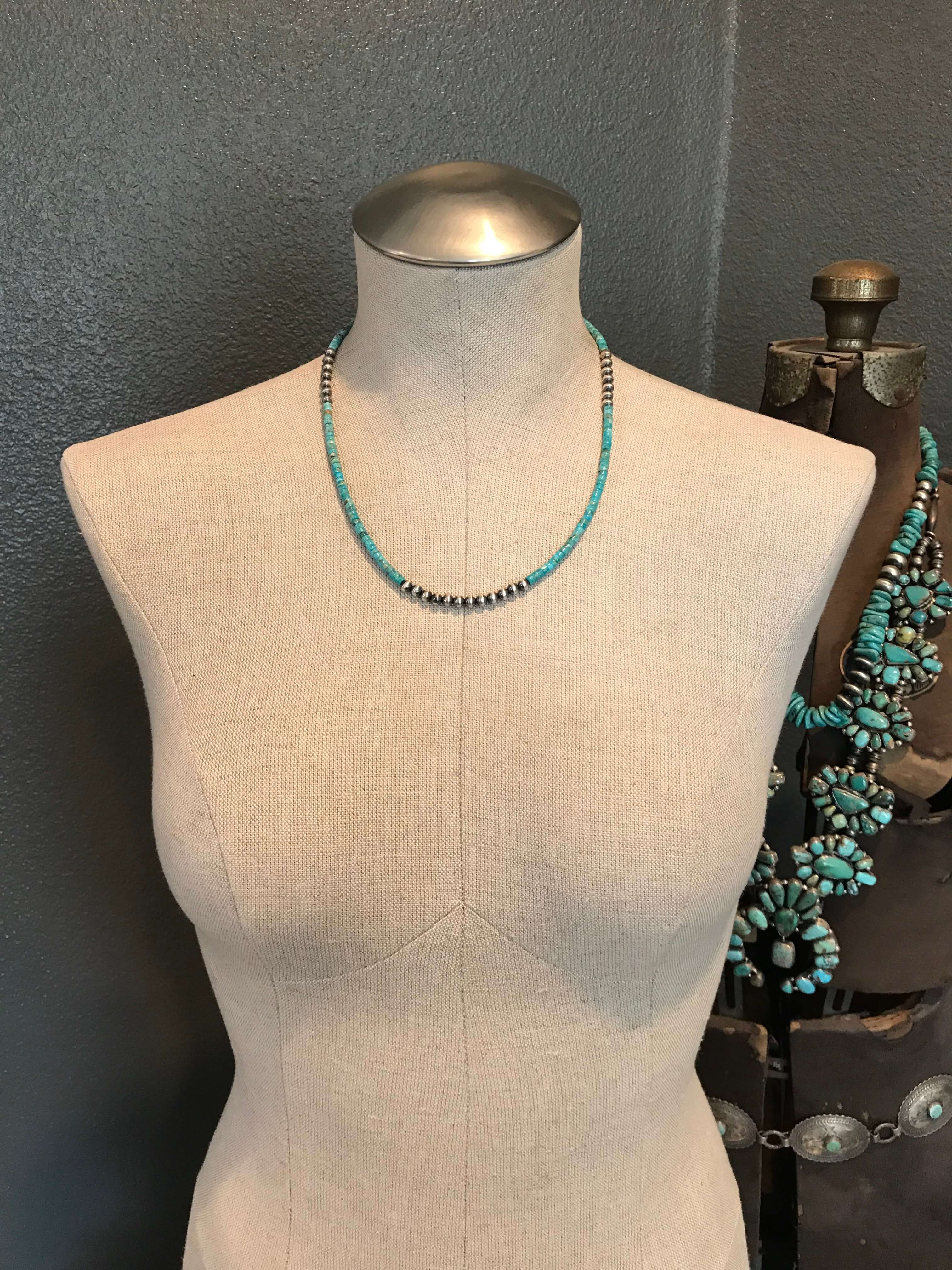 The Granado Necklace in Blue, 20"-Necklaces-Calli Co., Turquoise and Silver Jewelry, Native American Handmade, Zuni Tribe, Navajo Tribe, Brock Texas