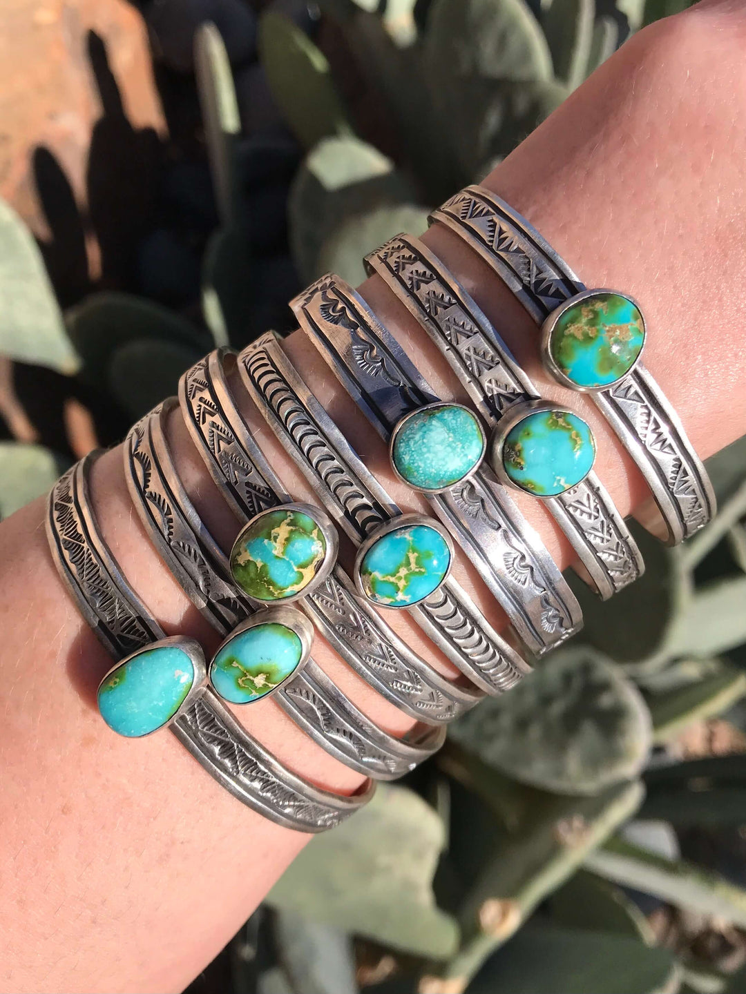 The Nordic Cuffs-Bracelets & Cuffs-Calli Co., Turquoise and Silver Jewelry, Native American Handmade, Zuni Tribe, Navajo Tribe, Brock Texas