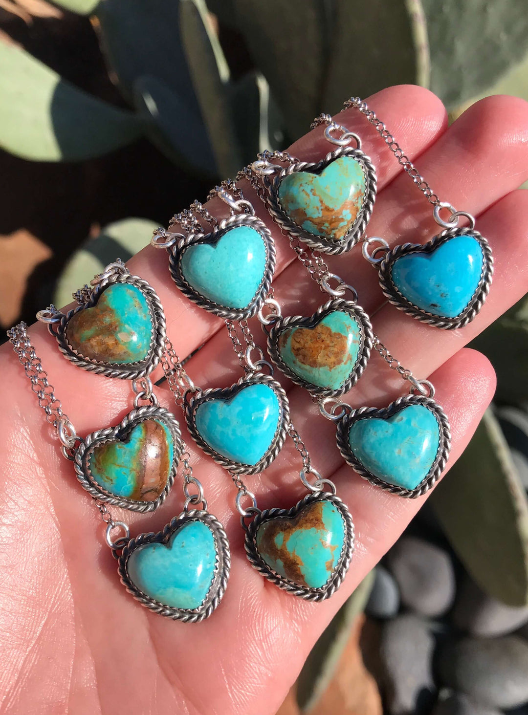 The Big Chief Heart Necklaces-Necklaces-Calli Co., Turquoise and Silver Jewelry, Native American Handmade, Zuni Tribe, Navajo Tribe, Brock Texas