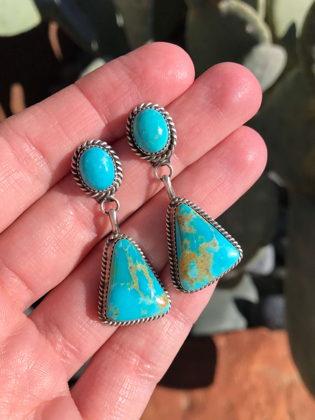 The Glendale Earrings, 18-Earrings-Calli Co., Turquoise and Silver Jewelry, Native American Handmade, Zuni Tribe, Navajo Tribe, Brock Texas