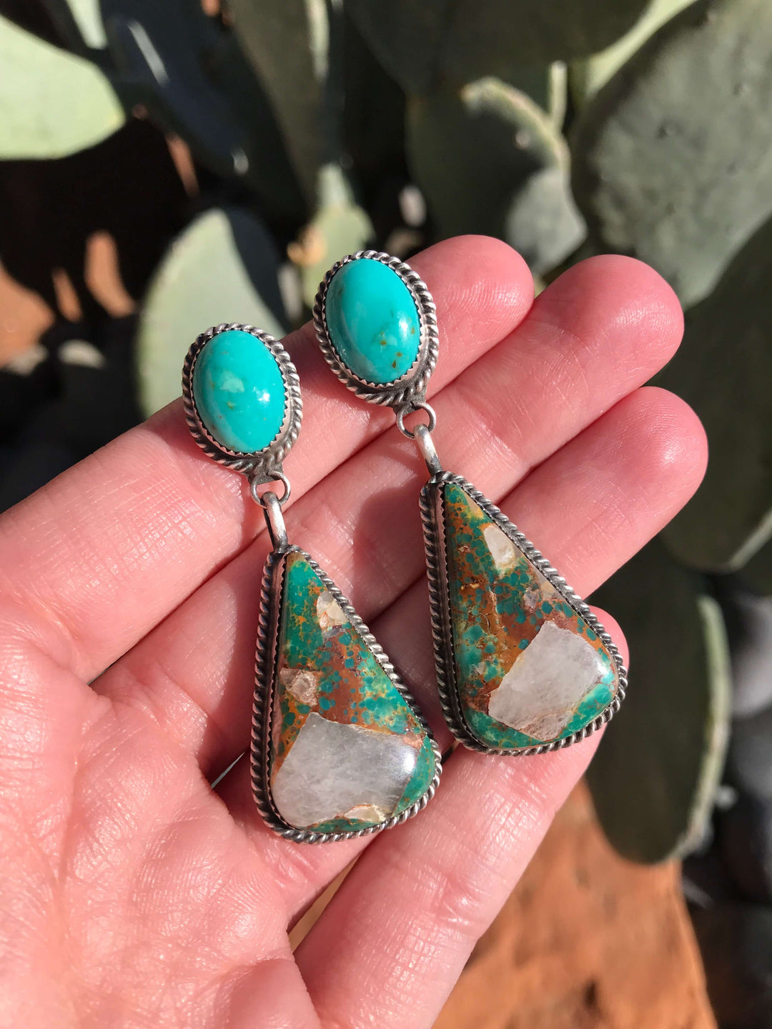 The Glendale Earrings, 11-Earrings-Calli Co., Turquoise and Silver Jewelry, Native American Handmade, Zuni Tribe, Navajo Tribe, Brock Texas