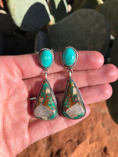 The Glendale Earrings, 11-Earrings-Calli Co., Turquoise and Silver Jewelry, Native American Handmade, Zuni Tribe, Navajo Tribe, Brock Texas