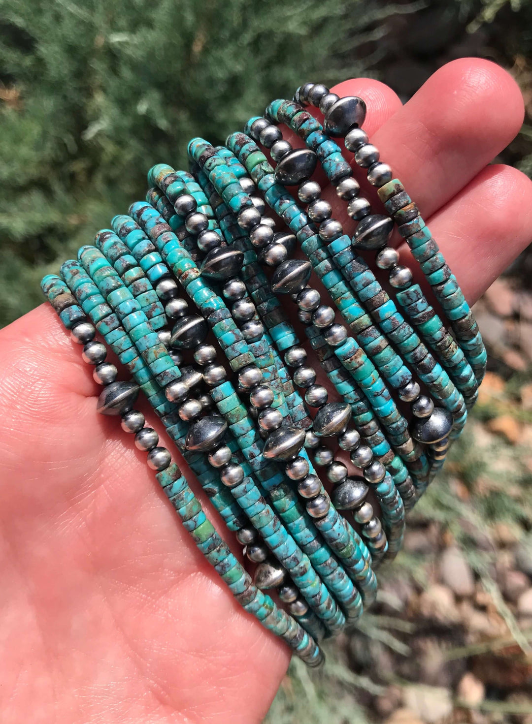 The Huntly Necklace in Blue, 18"-Necklaces-Calli Co., Turquoise and Silver Jewelry, Native American Handmade, Zuni Tribe, Navajo Tribe, Brock Texas