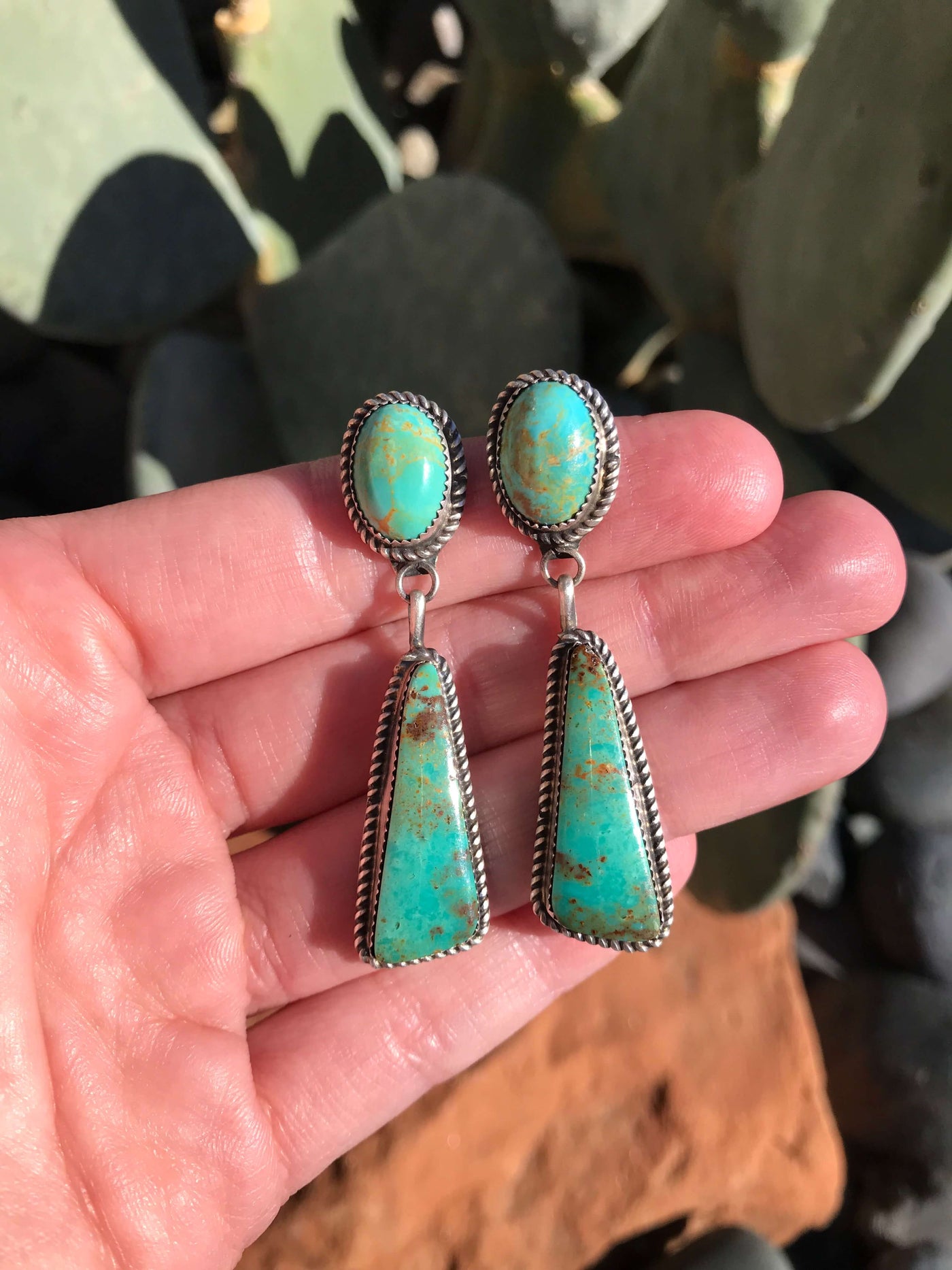 The Glendale Earrings, 21-Earrings-Calli Co., Turquoise and Silver Jewelry, Native American Handmade, Zuni Tribe, Navajo Tribe, Brock Texas