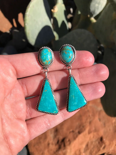 The Glendale Earrings, 23-Earrings-Calli Co., Turquoise and Silver Jewelry, Native American Handmade, Zuni Tribe, Navajo Tribe, Brock Texas