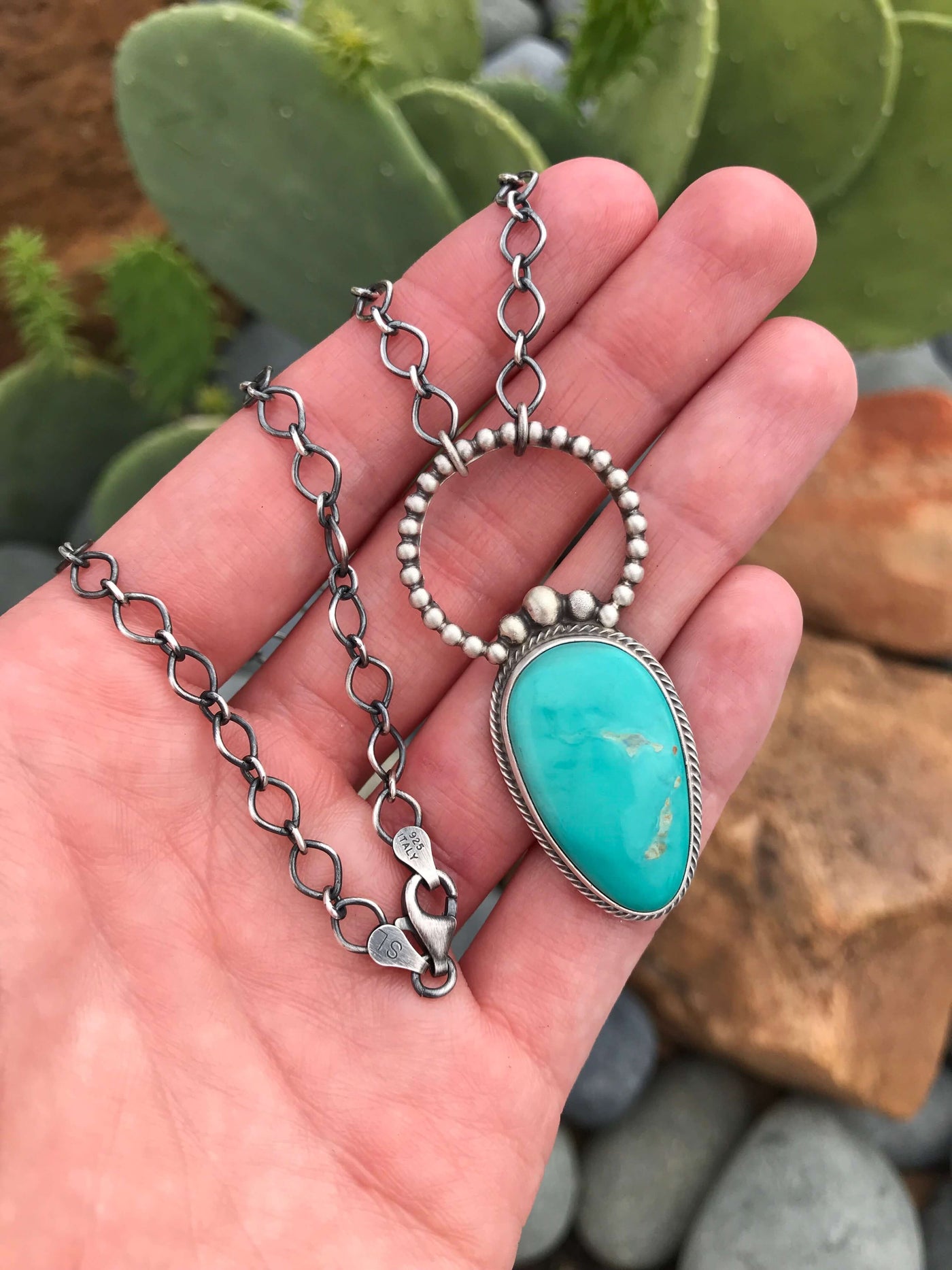 The Bombshell Necklace, 5-Necklaces-Calli Co., Turquoise and Silver Jewelry, Native American Handmade, Zuni Tribe, Navajo Tribe, Brock Texas