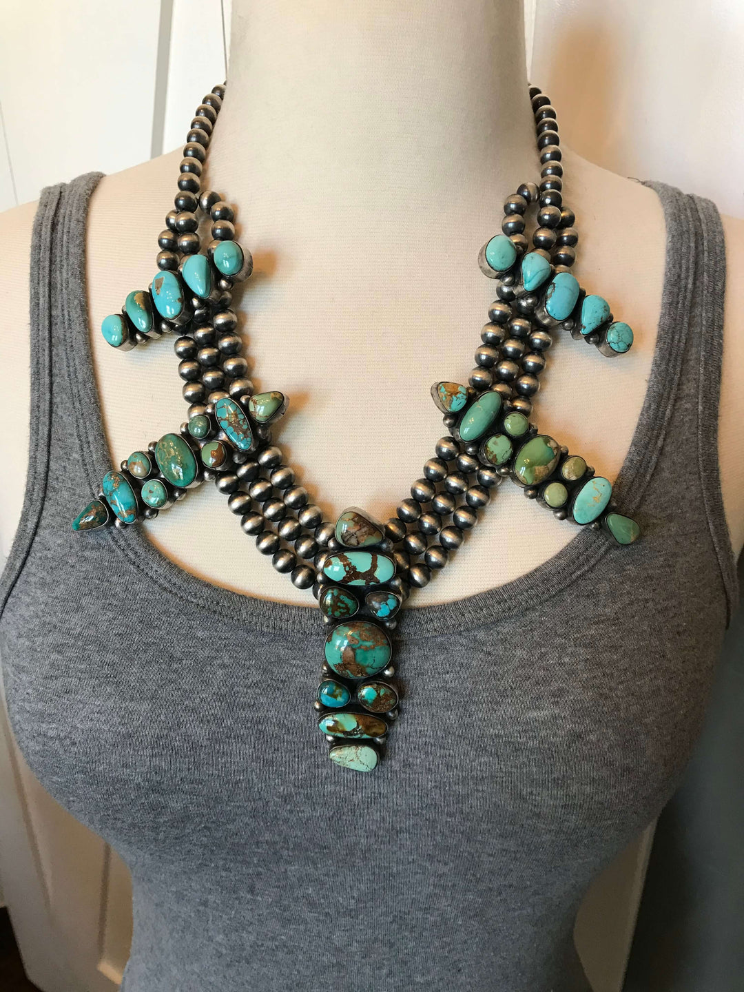 The Rio Oso Royston Statement Necklace Set-Necklaces-Calli Co., Turquoise and Silver Jewelry, Native American Handmade, Zuni Tribe, Navajo Tribe, Brock Texas