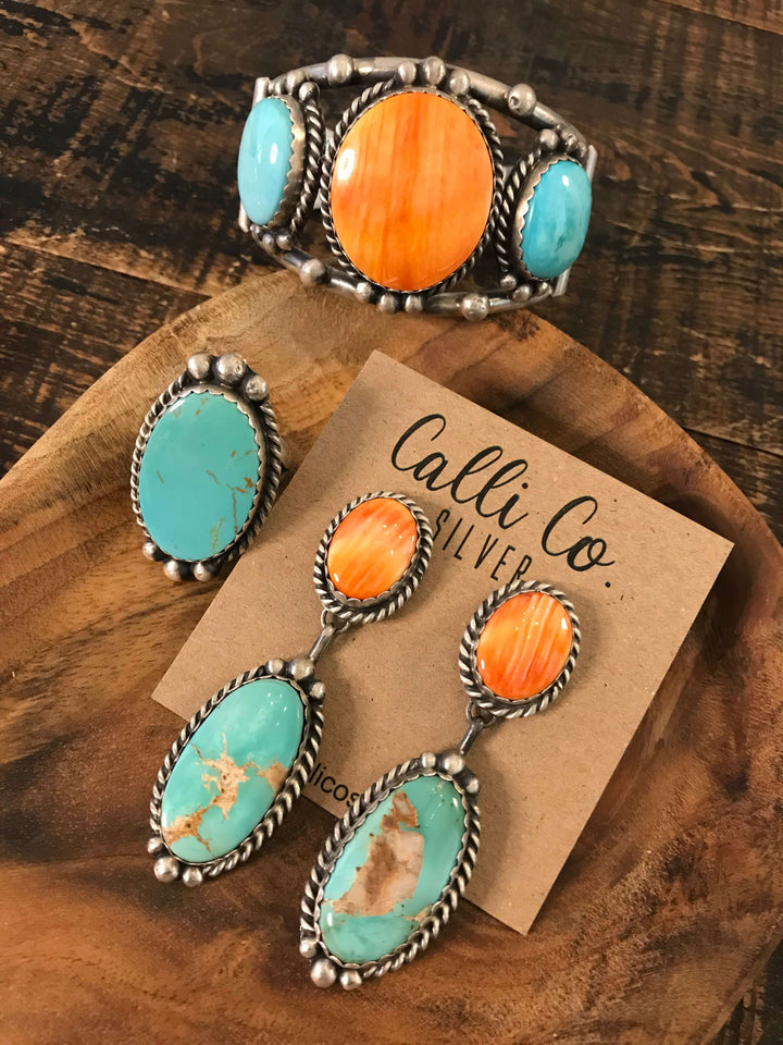 The Wynn Royston and Spiny Squash Blossom Set-Necklaces-Calli Co., Turquoise and Silver Jewelry, Native American Handmade, Zuni Tribe, Navajo Tribe, Brock Texas