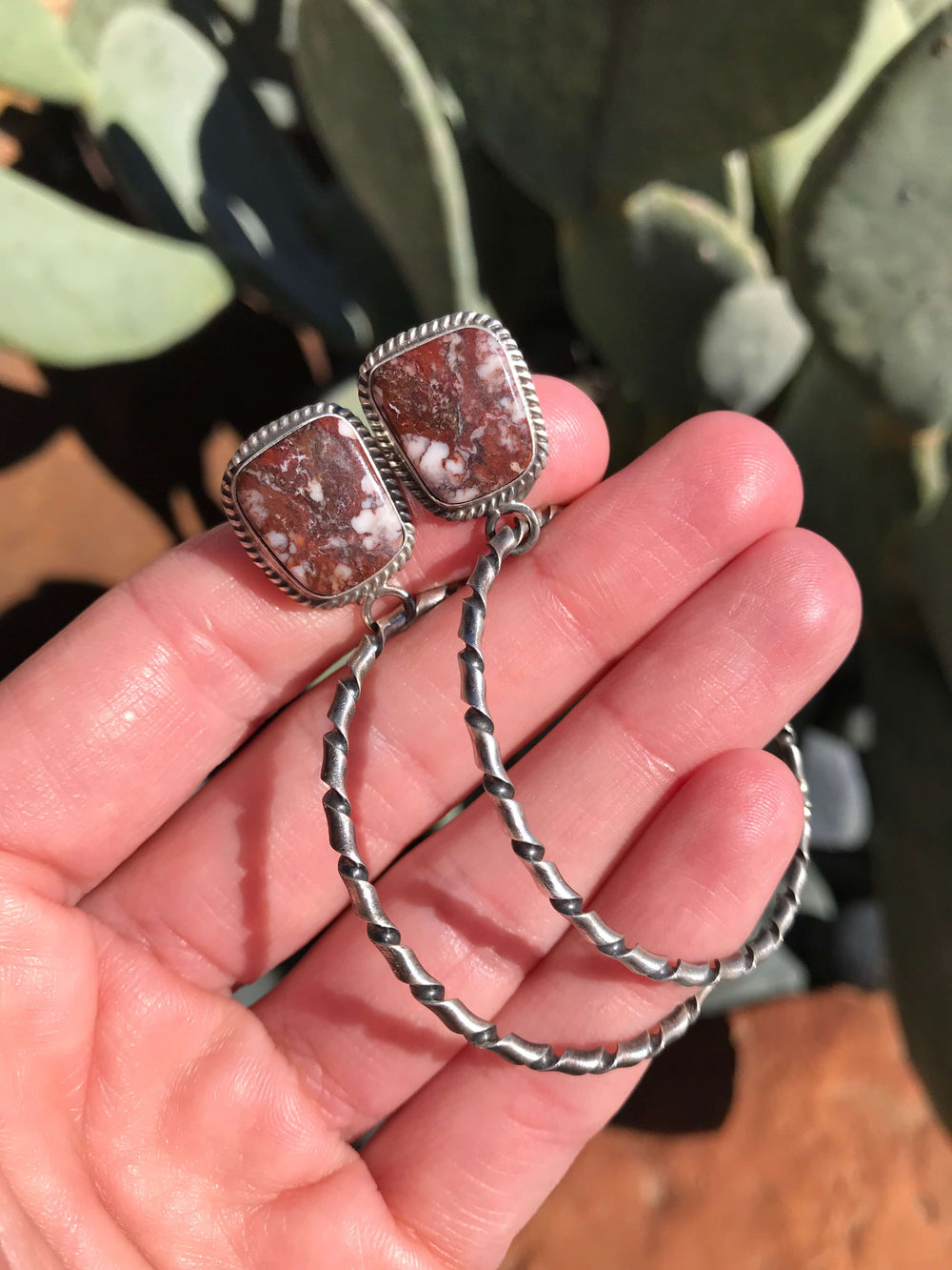 The Reeves Hoop Earrings, 11-Earrings-Calli Co., Turquoise and Silver Jewelry, Native American Handmade, Zuni Tribe, Navajo Tribe, Brock Texas