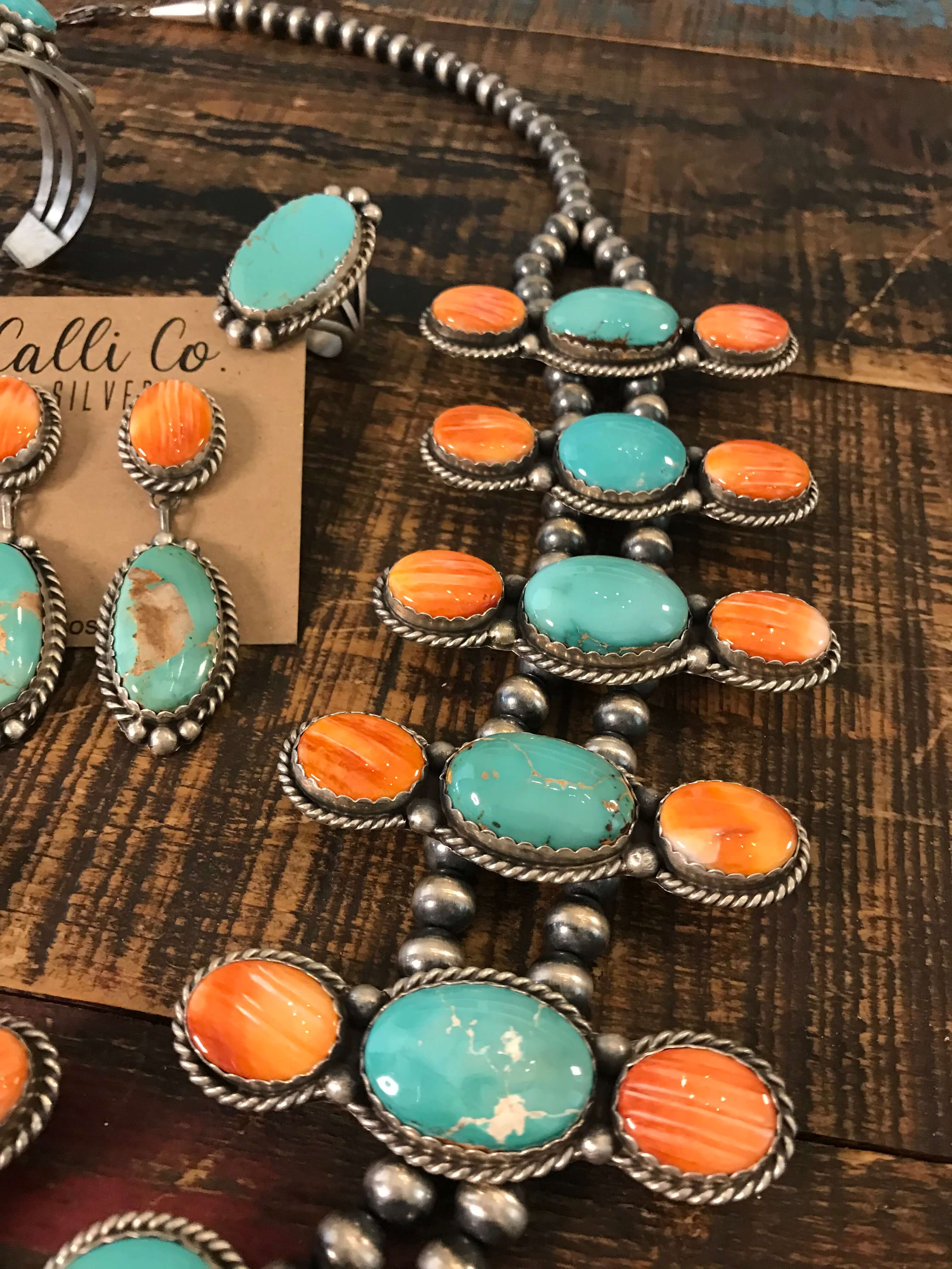 The Wynn Royston and Spiny Squash Blossom Set-Necklaces-Calli Co., Turquoise and Silver Jewelry, Native American Handmade, Zuni Tribe, Navajo Tribe, Brock Texas