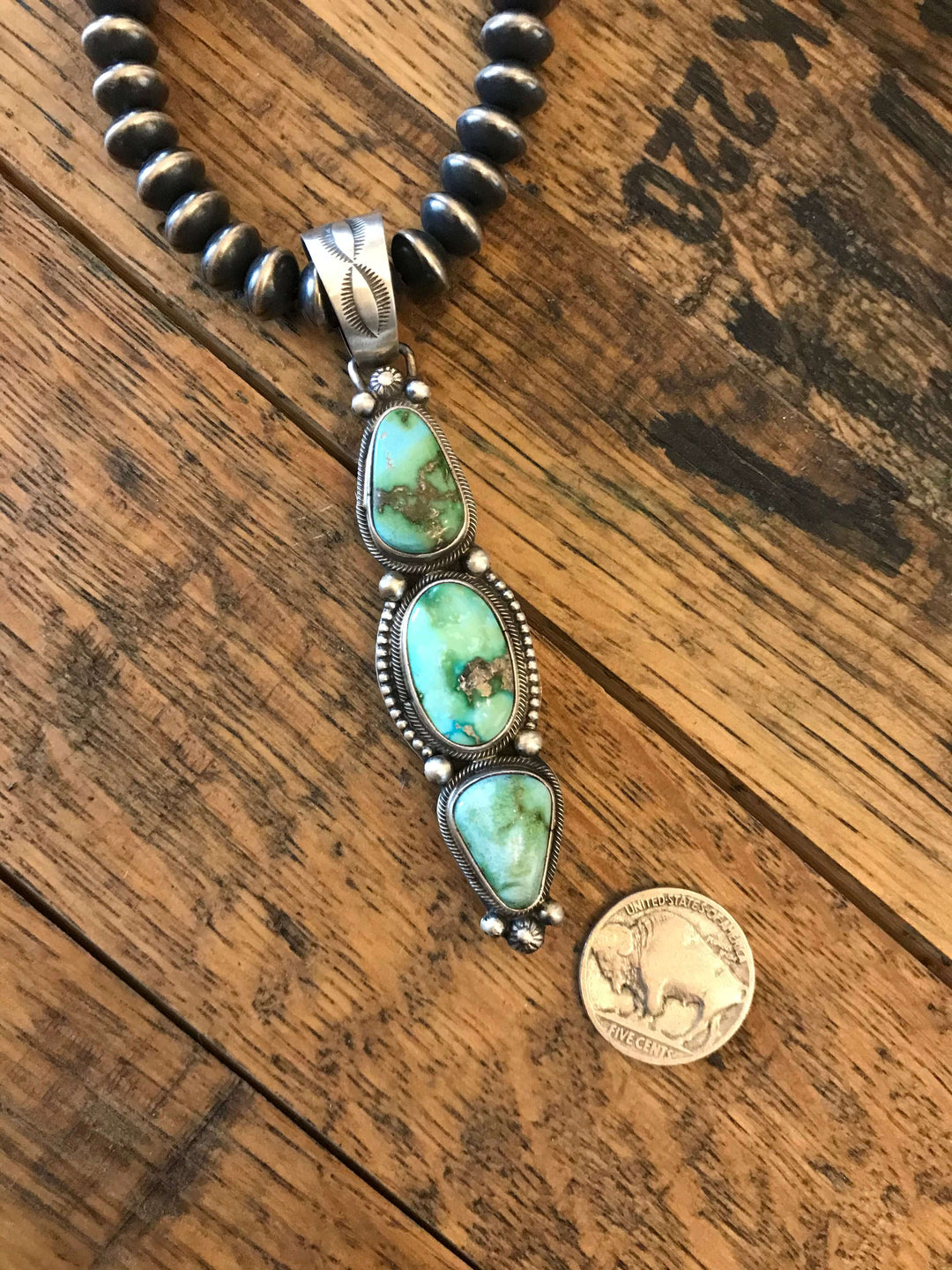 The Warrawee Turquoise Pendant, 3-Pendants-Calli Co., Turquoise and Silver Jewelry, Native American Handmade, Zuni Tribe, Navajo Tribe, Brock Texas