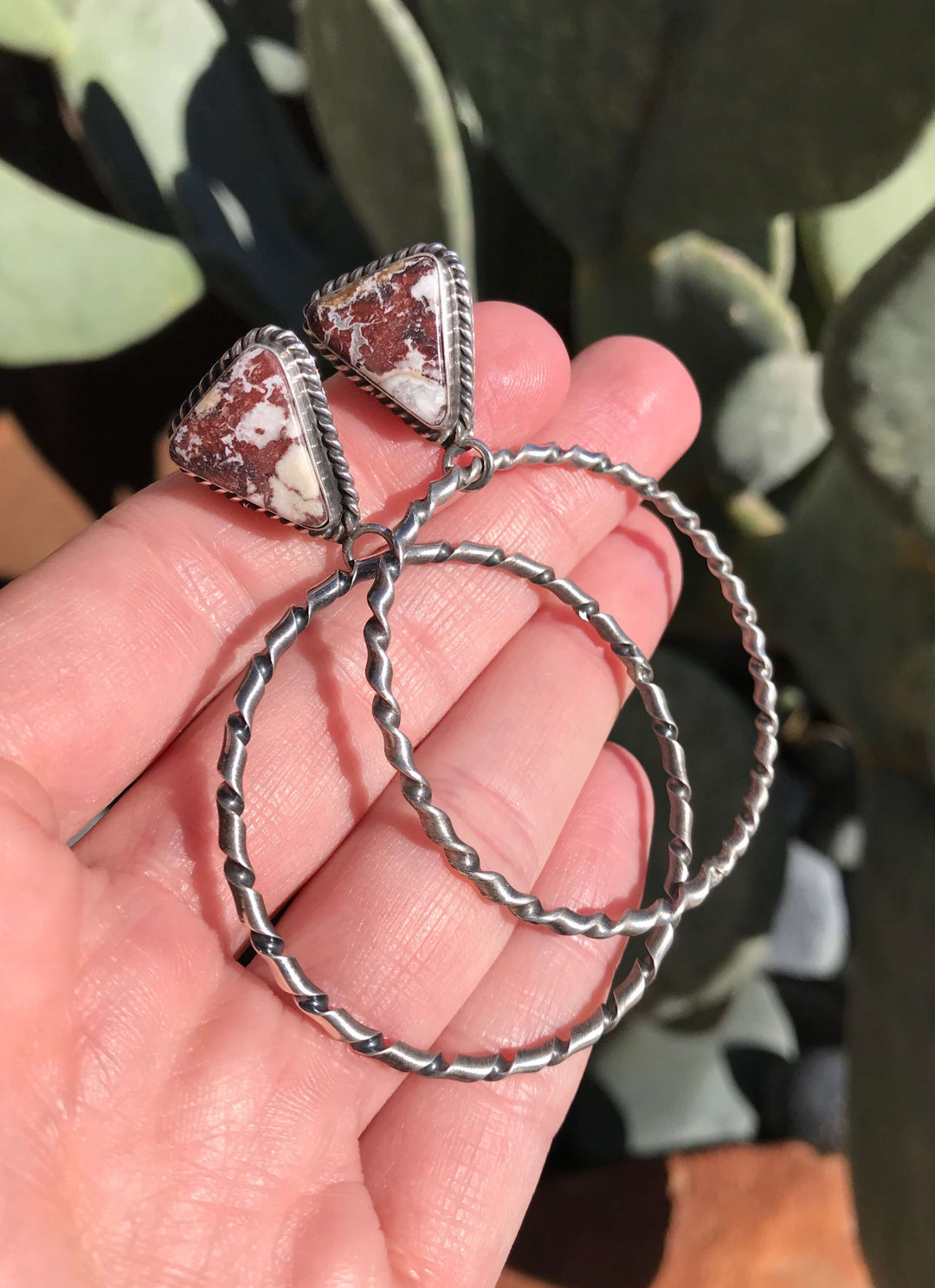 The Reeves Hoop Earrings, 15-Earrings-Calli Co., Turquoise and Silver Jewelry, Native American Handmade, Zuni Tribe, Navajo Tribe, Brock Texas