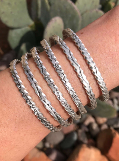 The Reid Sterling Stacking Cuff-Bracelets & Cuffs-Calli Co., Turquoise and Silver Jewelry, Native American Handmade, Zuni Tribe, Navajo Tribe, Brock Texas