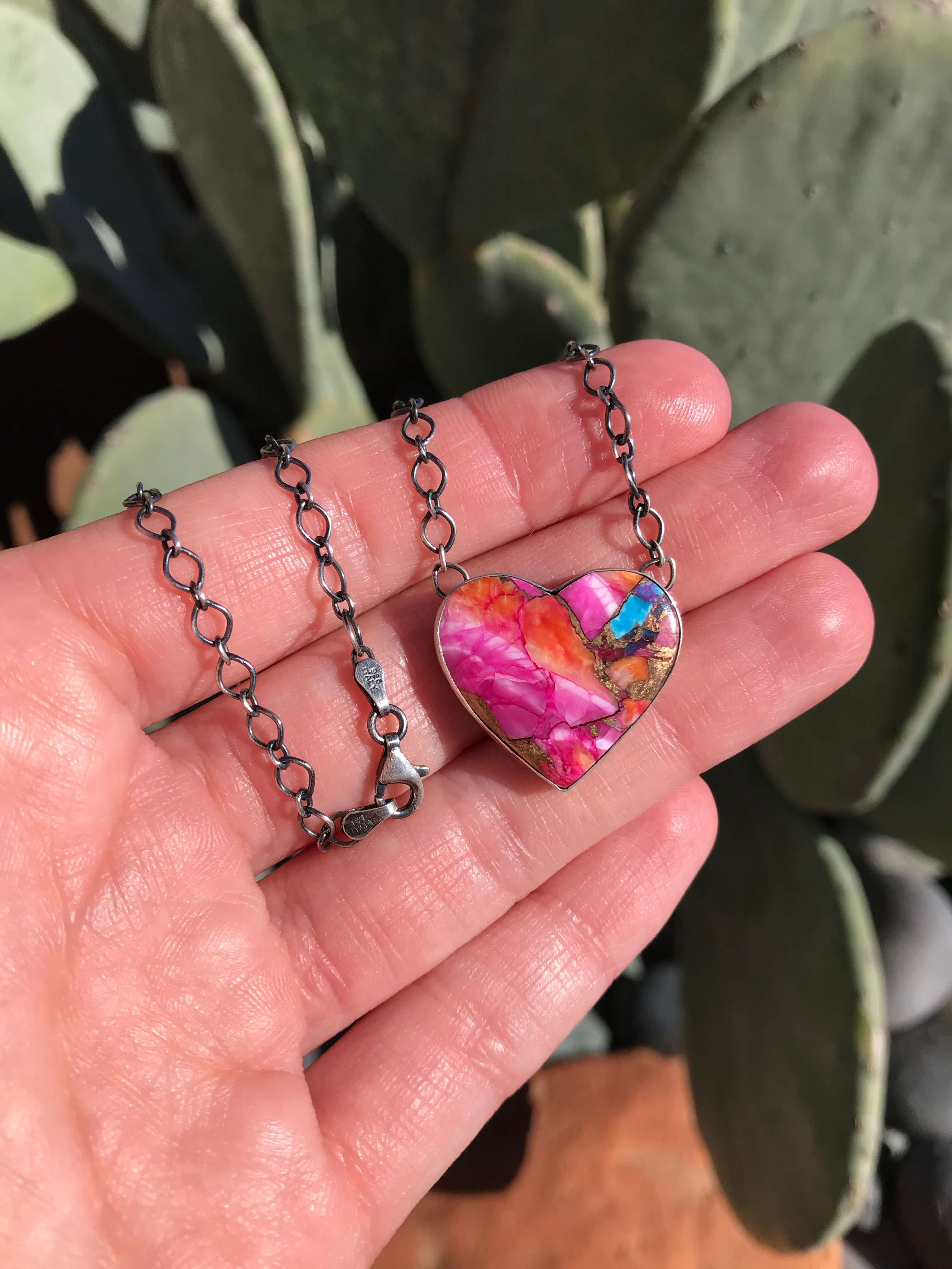 The Heart Necklace, 54-Necklaces-Calli Co., Turquoise and Silver Jewelry, Native American Handmade, Zuni Tribe, Navajo Tribe, Brock Texas