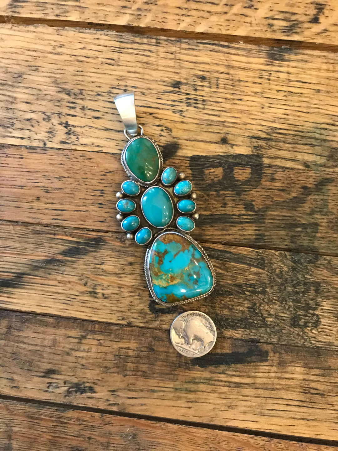 The Markum Turquoise Pendant-Pendants-Calli Co., Turquoise and Silver Jewelry, Native American Handmade, Zuni Tribe, Navajo Tribe, Brock Texas