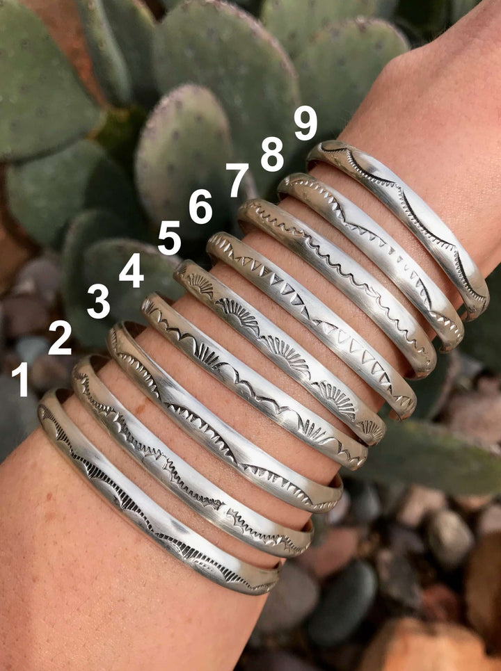 The Mondovi Sterling Stacking Cuffs-Bracelets & Cuffs-Calli Co., Turquoise and Silver Jewelry, Native American Handmade, Zuni Tribe, Navajo Tribe, Brock Texas