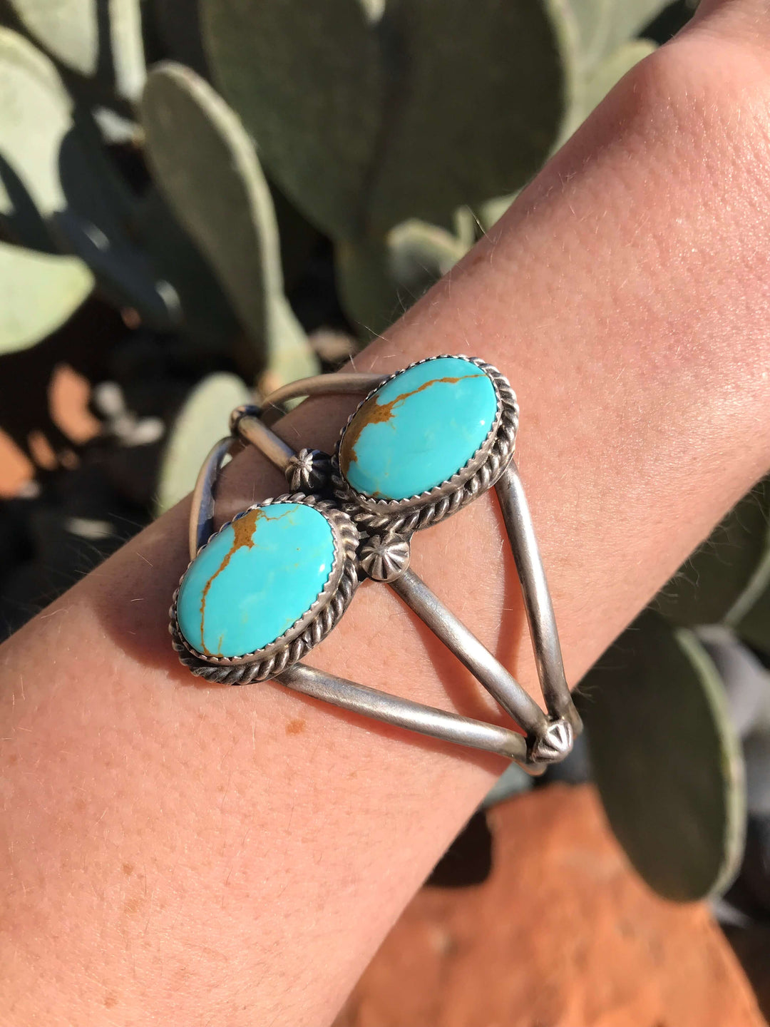 The Calverton Cuff-Bracelets & Cuffs-Calli Co., Turquoise and Silver Jewelry, Native American Handmade, Zuni Tribe, Navajo Tribe, Brock Texas