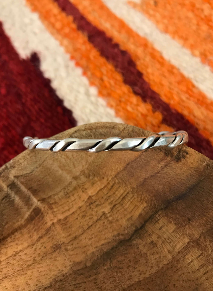 The Brockton Sterling Stacking Cuff-Bracelets & Cuffs-Calli Co., Turquoise and Silver Jewelry, Native American Handmade, Zuni Tribe, Navajo Tribe, Brock Texas