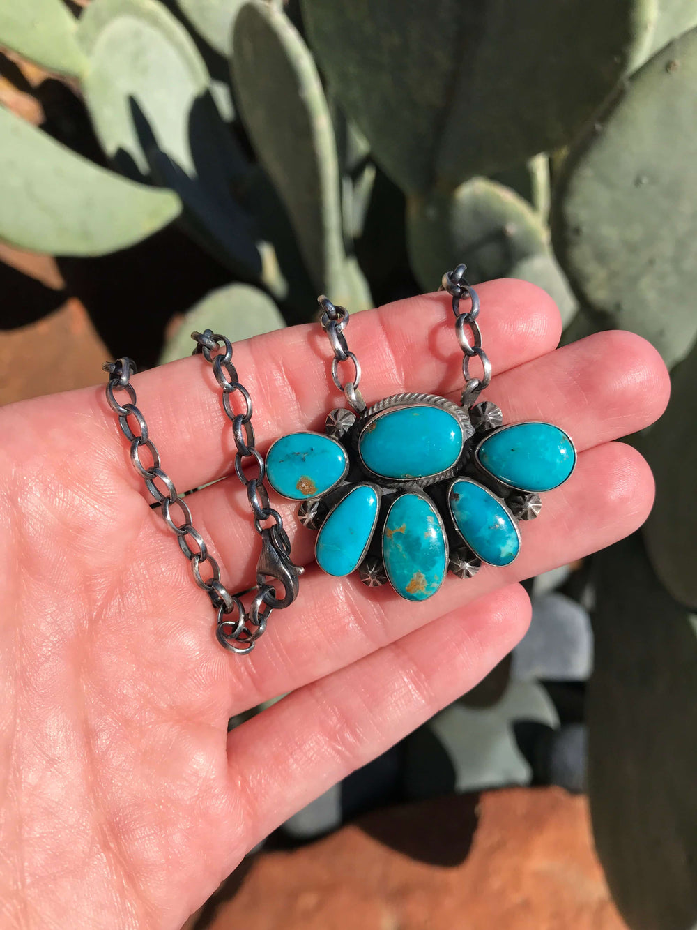 The Eastland Necklace, 10-Necklaces-Calli Co., Turquoise and Silver Jewelry, Native American Handmade, Zuni Tribe, Navajo Tribe, Brock Texas