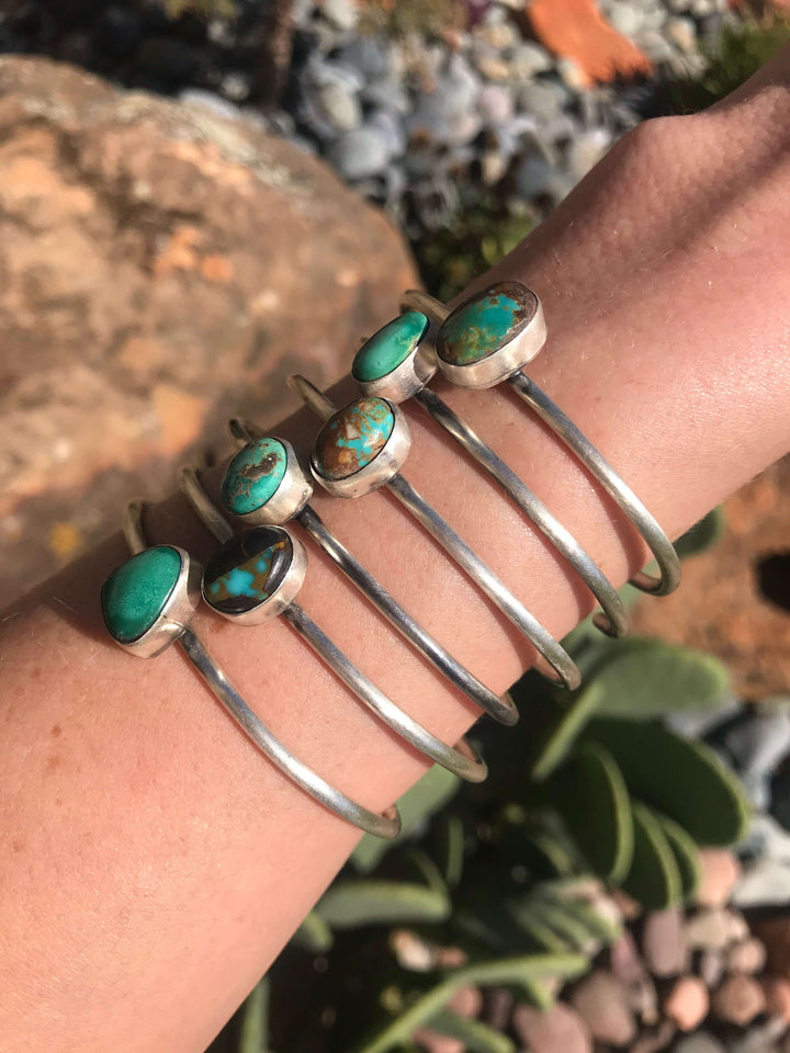 The Valor Turquoise Cuffs-Bracelets & Cuffs-Calli Co., Turquoise and Silver Jewelry, Native American Handmade, Zuni Tribe, Navajo Tribe, Brock Texas