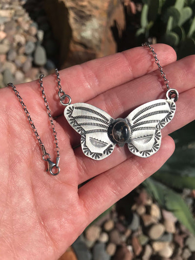 The Butterfly Necklace, 6-Necklaces-Calli Co., Turquoise and Silver Jewelry, Native American Handmade, Zuni Tribe, Navajo Tribe, Brock Texas