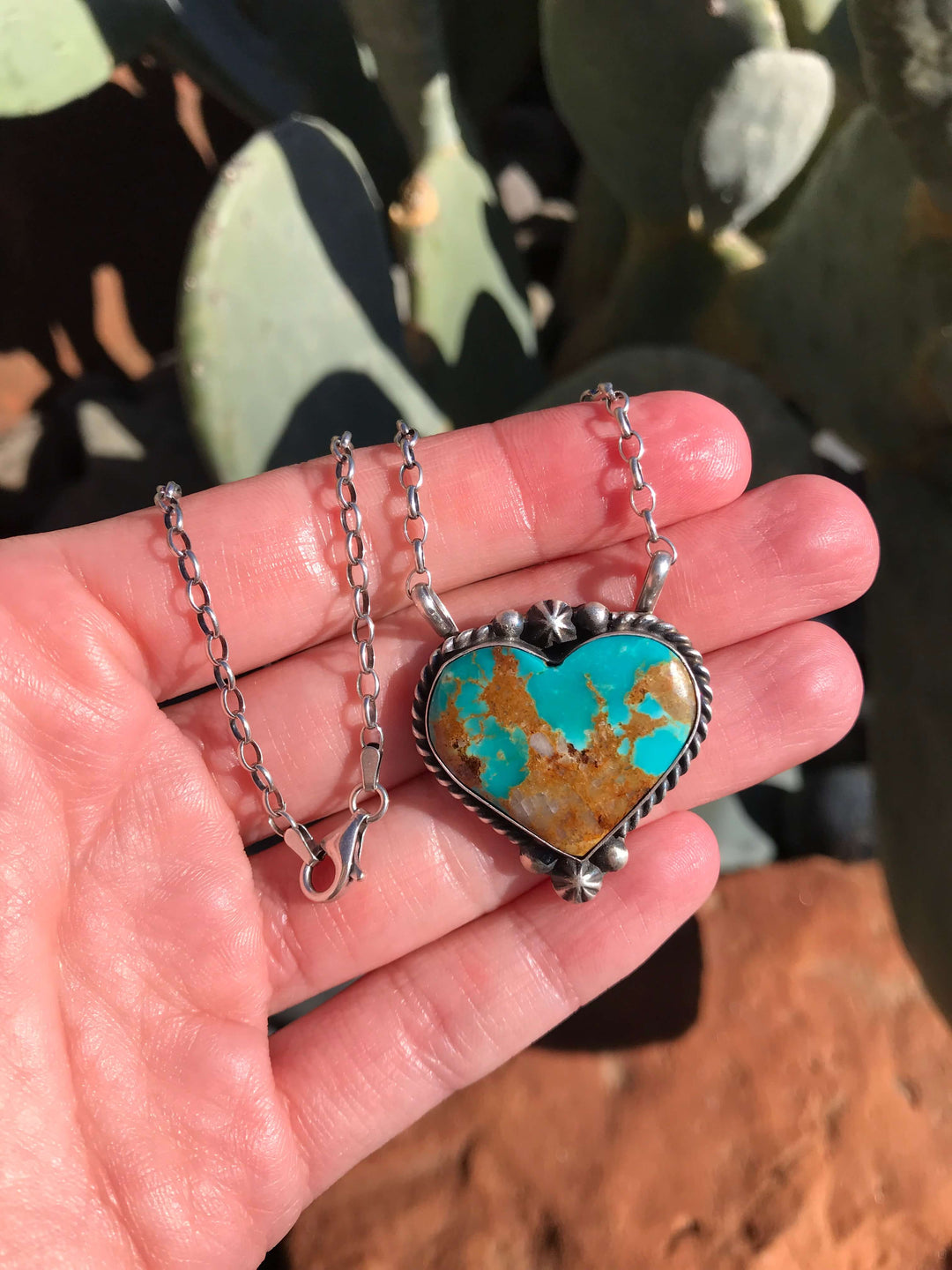 The Heart Necklace, 108-Necklaces-Calli Co., Turquoise and Silver Jewelry, Native American Handmade, Zuni Tribe, Navajo Tribe, Brock Texas