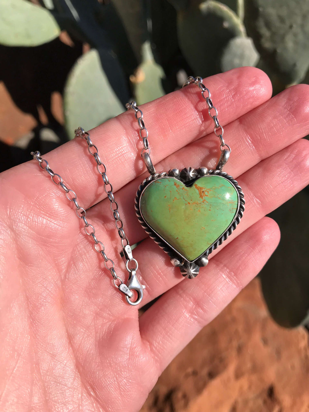 The Heart Necklace, 66-Necklaces-Calli Co., Turquoise and Silver Jewelry, Native American Handmade, Zuni Tribe, Navajo Tribe, Brock Texas