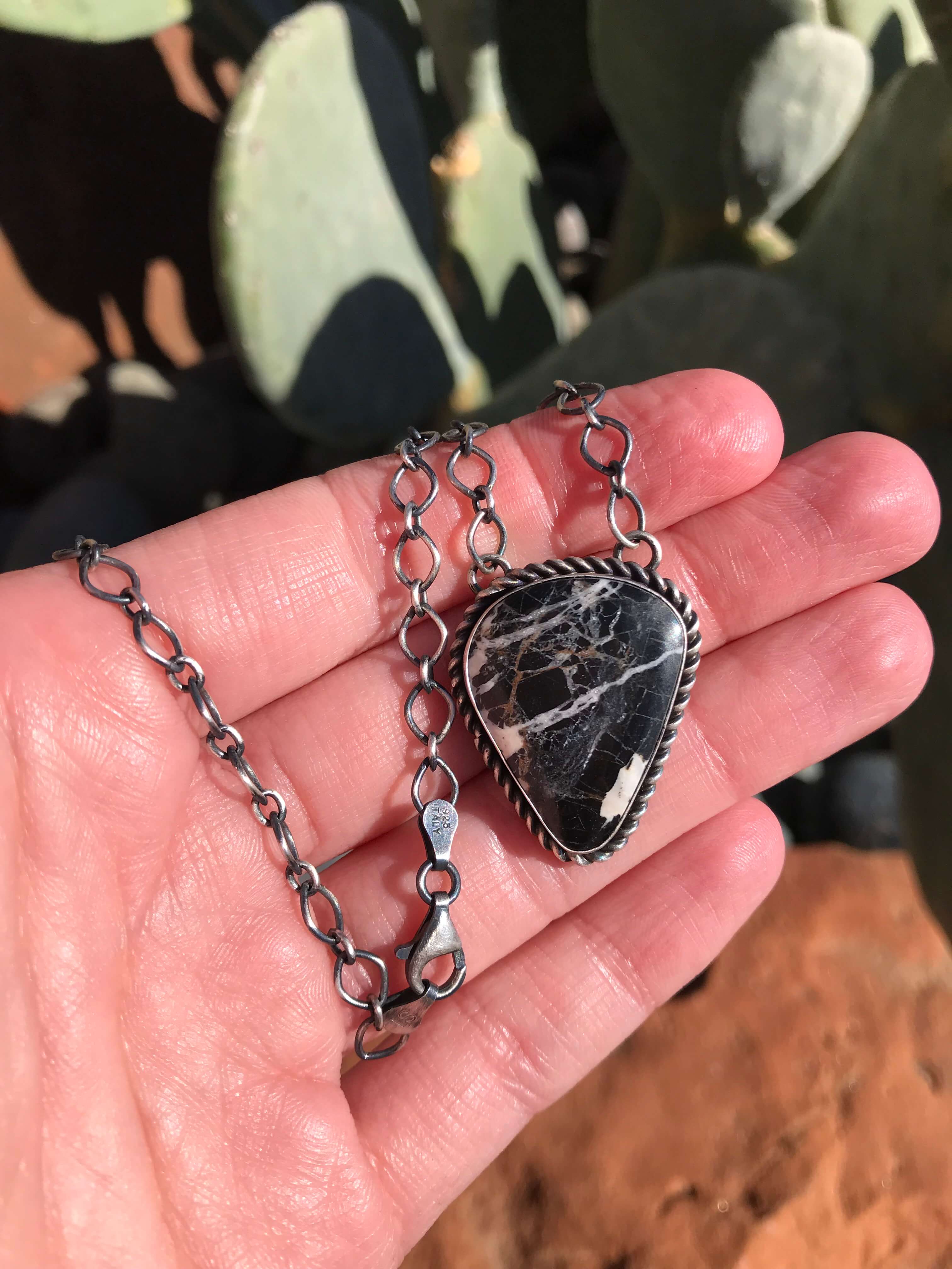 Native American Jewelry Sterling Silver White Buffalo Naja Necklace -  PuebloDirect.com