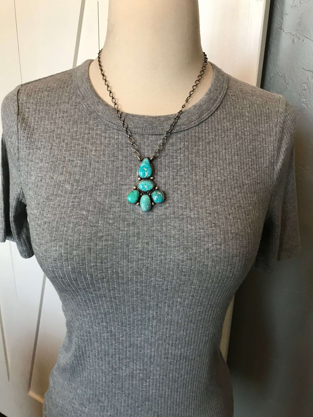 The Jamboree White Water Turquoise Necklace-Necklaces-Calli Co., Turquoise and Silver Jewelry, Native American Handmade, Zuni Tribe, Navajo Tribe, Brock Texas