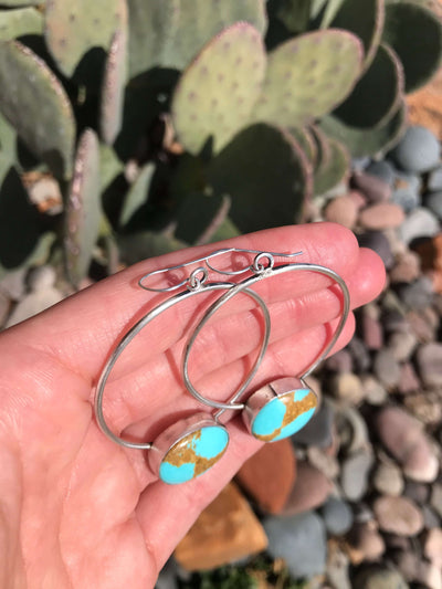 The Rio Turquoise Hoop Earrings, 7-Earrings-Calli Co., Turquoise and Silver Jewelry, Native American Handmade, Zuni Tribe, Navajo Tribe, Brock Texas