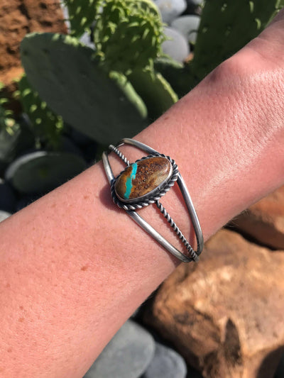 The Rutland Turquoise Cuff-Bracelets & Cuffs-Calli Co., Turquoise and Silver Jewelry, Native American Handmade, Zuni Tribe, Navajo Tribe, Brock Texas