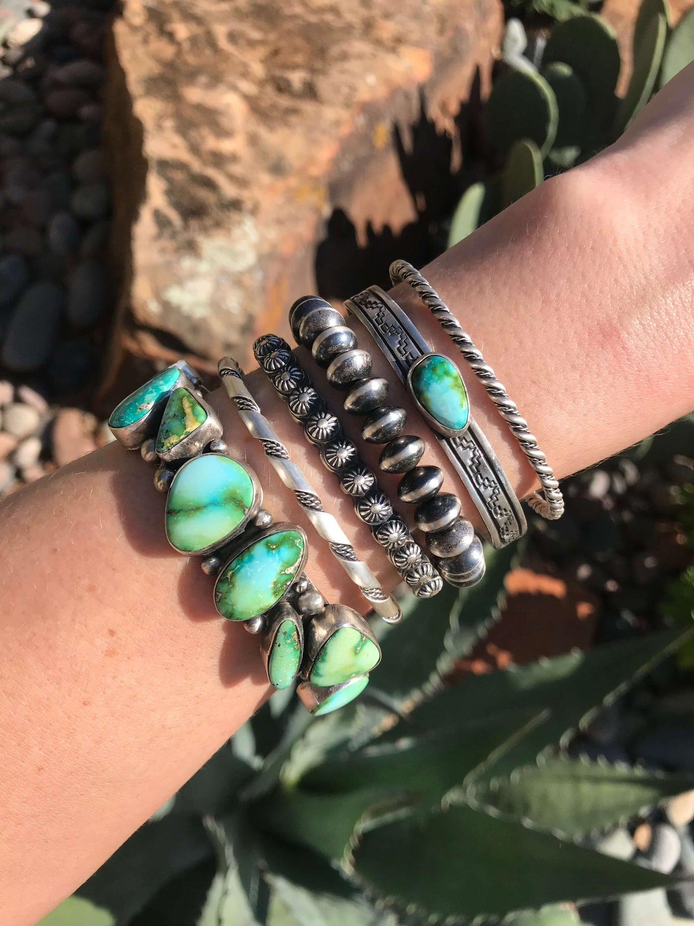 The Orleans Turquoise Cuff-Bracelets & Cuffs-Calli Co., Turquoise and Silver Jewelry, Native American Handmade, Zuni Tribe, Navajo Tribe, Brock Texas